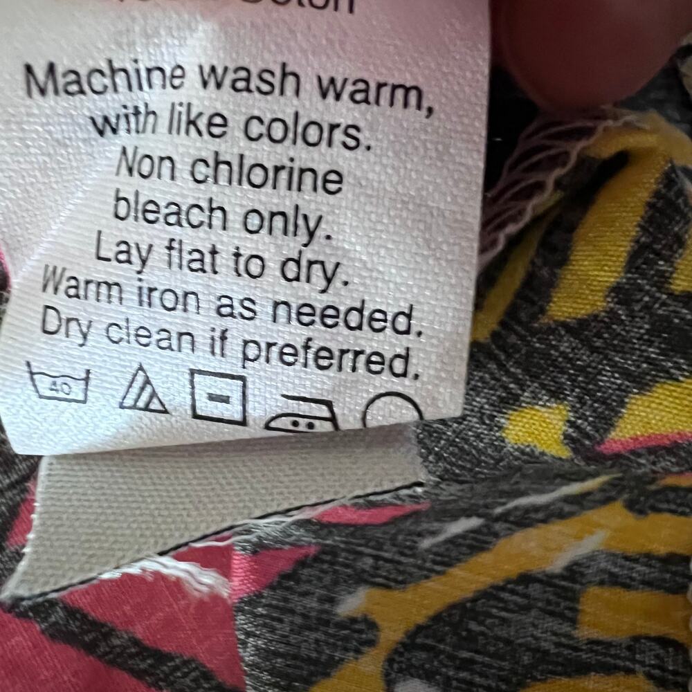 J Crew Tropical Print Shift Dress Pink Gold Cotton V Neck Resort Cruise XS 00 - Picture 10 of 11